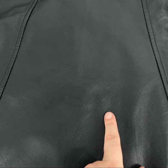 Ganni Puff Sleeve V Neck 100% Lamb Leather Dress - Picture 10 of 13